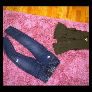 COPY - Girls vest and ripped jeans set
